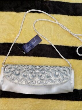 Metaphor Ivory Satin Evening Clutch Bag